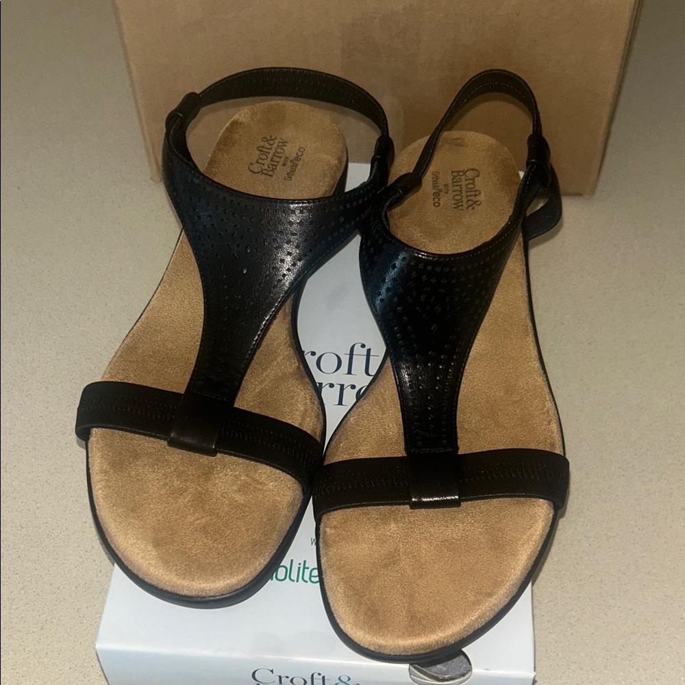 Croft & Barrow Black and Tan Women's Sandals